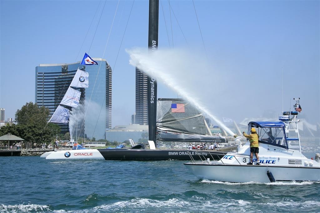 Fire hose escort - BMW Oracle Special event © Darrall Slater